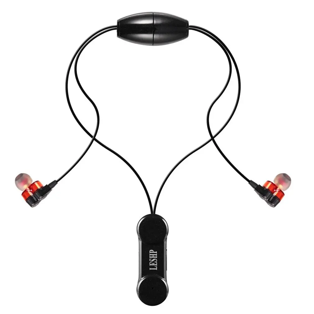 Leshp Dual Speaker Necklace Wireless 4.0 Stereo Sport Headset With Mic Magnetic Buckle Design Lossless Sound Quality | Электроника