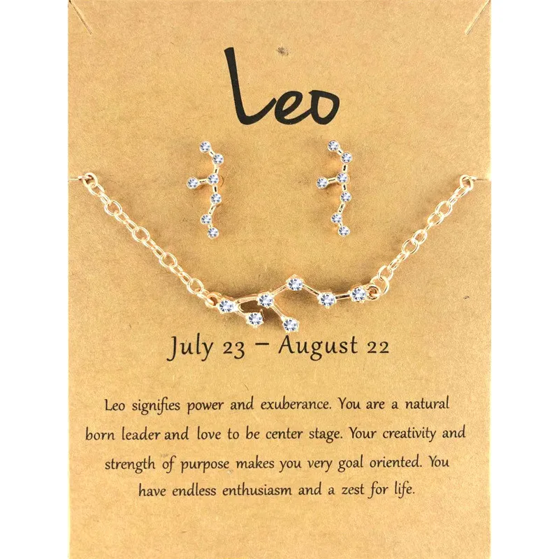 Кристалл 12 Созвездие цепи браслеты серьги мода желтое пожелание карты сплава