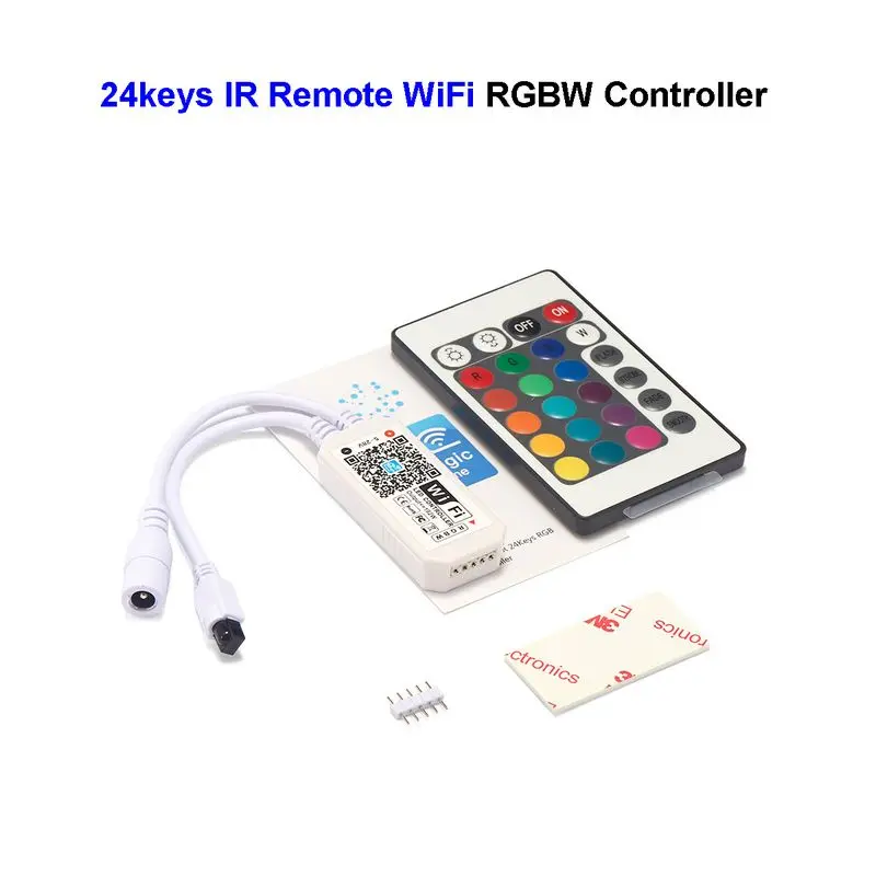 24keys IR WiFi RGBW Светодиодный wifi RGB RGBW контроллер DC 5 в 12 В 24 в музыкальный контроллер от Amazon Alexa домашний телефон wifi светодиодный контроллер для светодиодной ленты 5050 - Цвет: 24keys IR WiFi RGBW