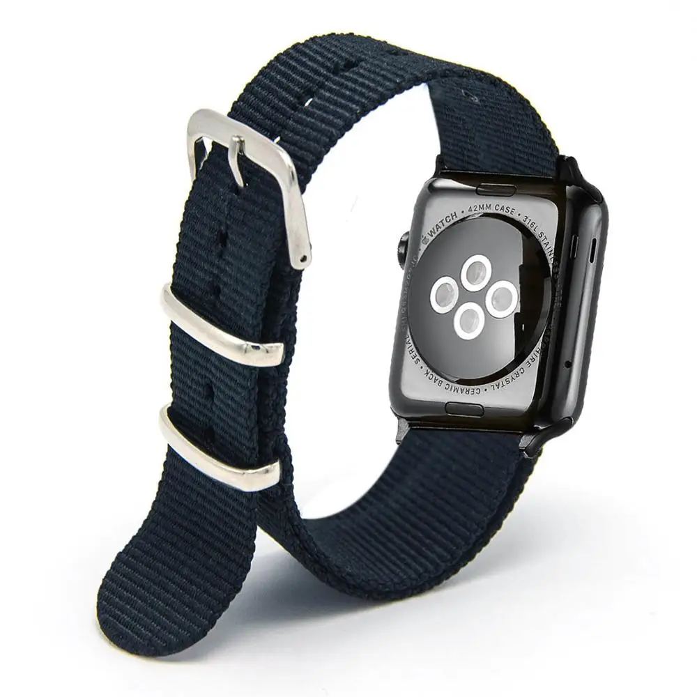 Black Eastar тканый нейлоновый ремешок для наручных часов Apple Watch, версии 3, 42 мм, 38 мм, версия ткань-как ремешок для iwatch, версия 5/4/3/2/1 браслет на запястье, нейлоновый ремешок Пояс - Цвет ремешка: Black