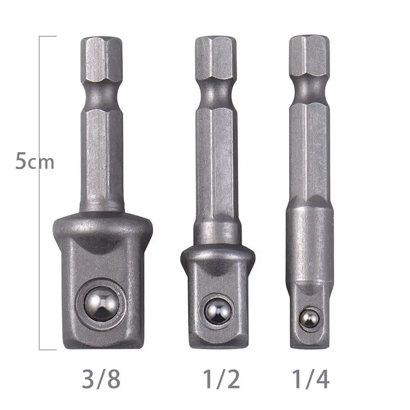 

3PCs/set 1/4 3/8 1/2Hex Power Drill Bit Driver Socket Bits Set Adapter Wrench Sleeve Extension Bar For Electric Screwdriver Bits
