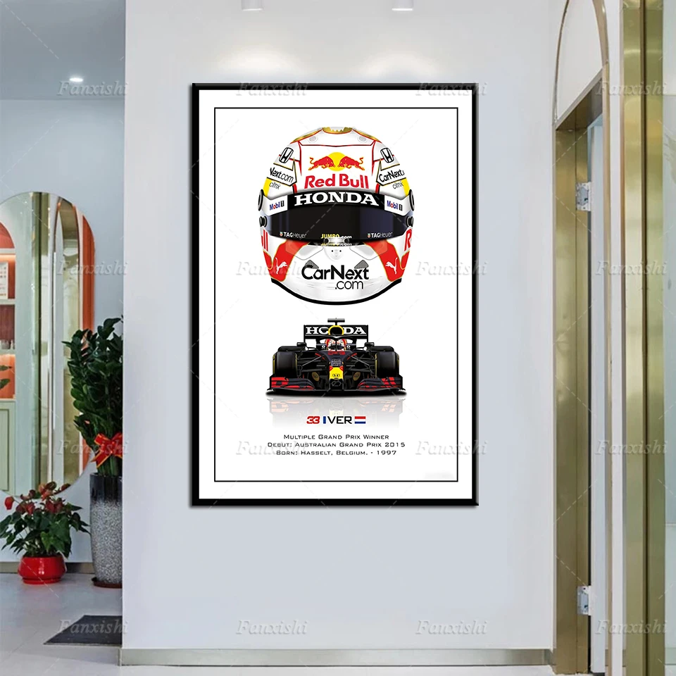 

F1 Helmet Racing Posters Wall Art Canvas Painting F1 Grand Prix Wall Art Prints Poster Illustration Modular Pictures Home Decor