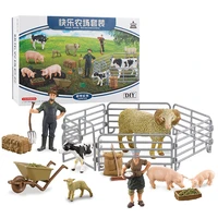 simulation children farm set kennel cattle sheep with pig fenced suit coop animal educational cognition action figure model toys