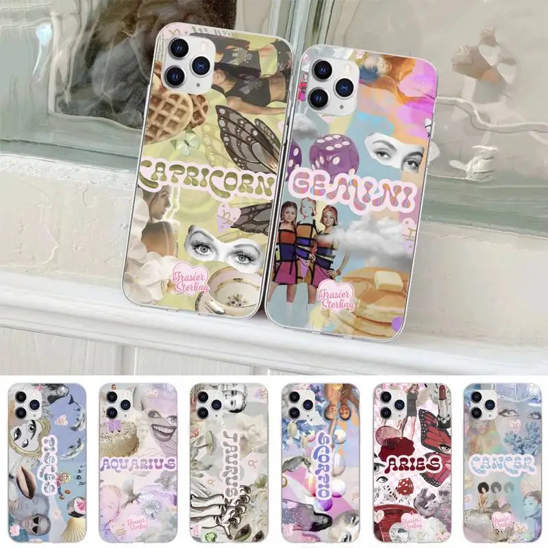 

Zodiac Signs For Girls Phone Case For Iphone 7 8 Plus X Xs Max Xr 11 12 13 Mini Pro Max SE2 Transparent Soft TPU Cover