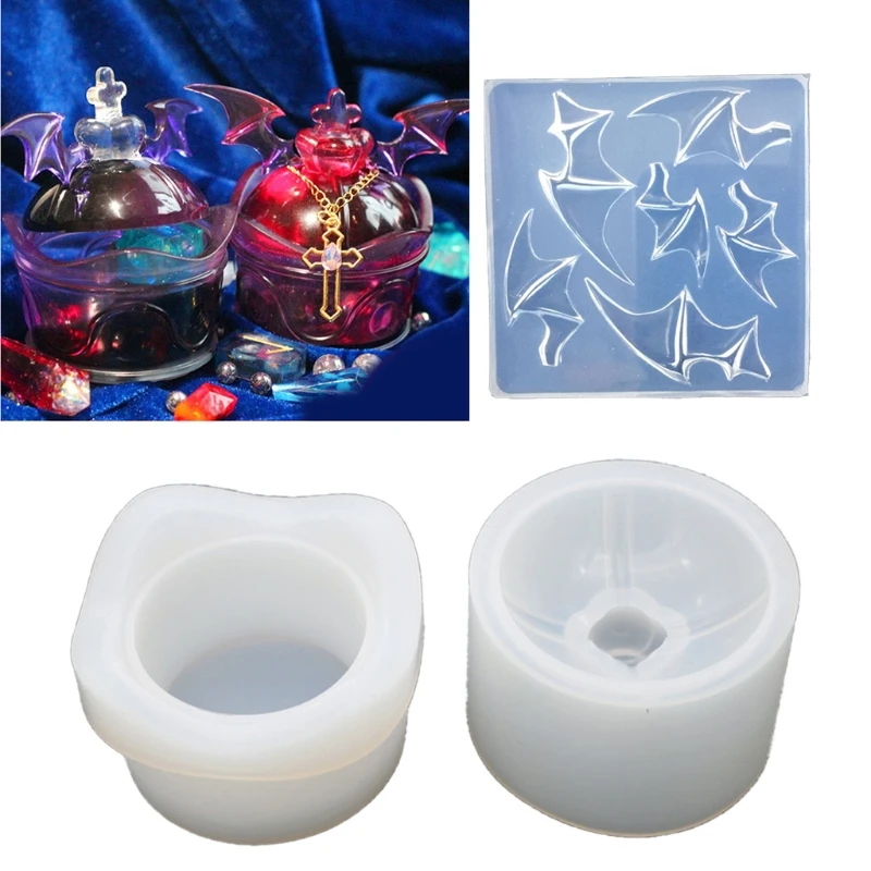 

DIY Epoxy Crystal Resin 3D Magic Bat Wing Mold Storage Box Mold for Soap Candle Holder DIY Jewelry Storage Home Decor