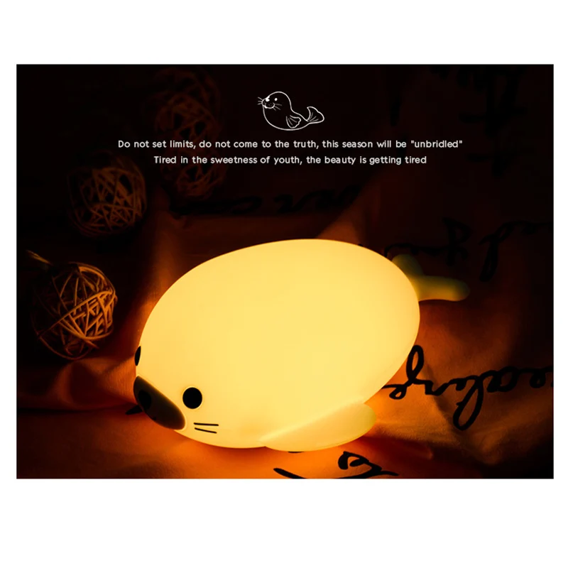 LED Night Light Lovely Seal Sleeping Bedside Night Lamp Colorful LED Warm Night Light for Kids Toy Gift