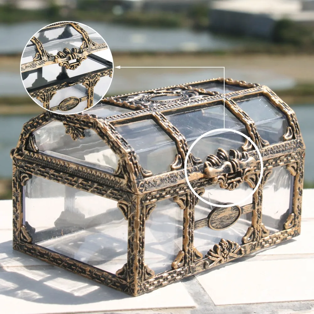 

Plastic Transparent Pirate Treasure Box Crystal Gem Jewelry Box Storage Organizer Chest Box Treasure for Jewelry Gem Trinket Box