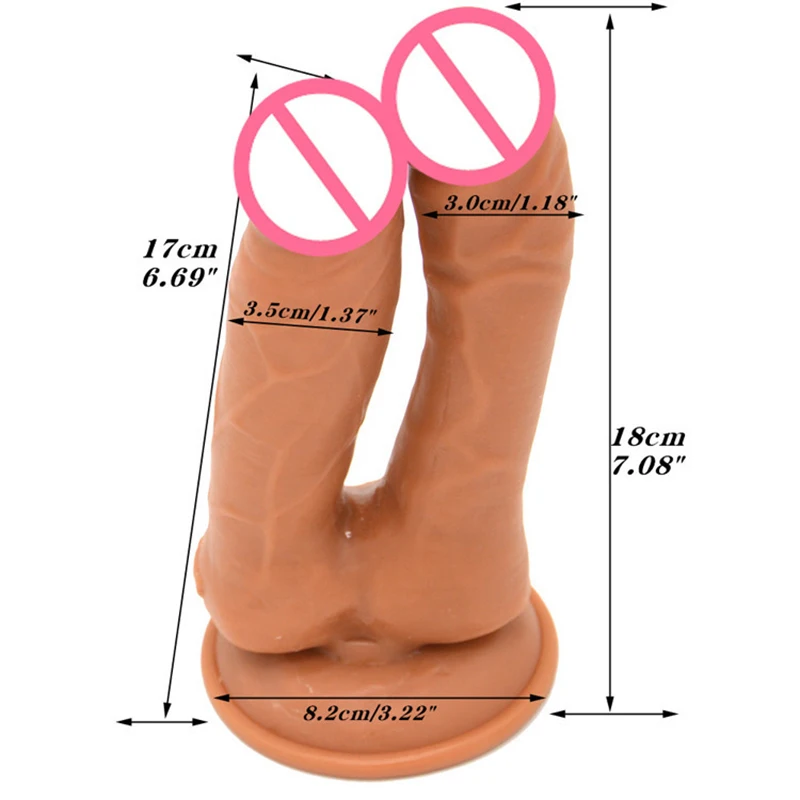 

Realistic Double Ended Dildo Sex Toys For Woman or Couple Dual Sided Headed Penetration Dong Device With Simulated Penile Sucker