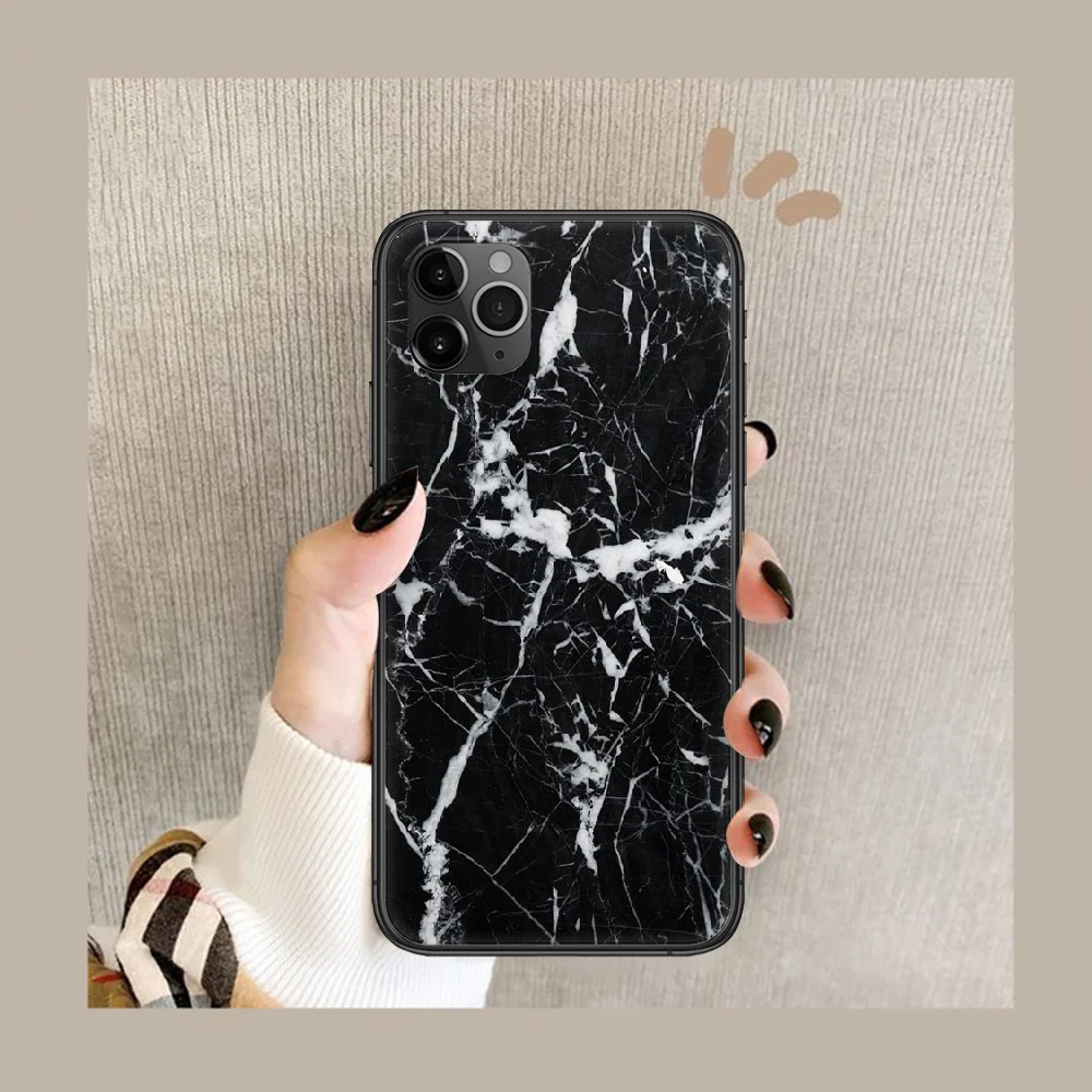 

Marble Phone Case Cover Hull For iphone 5 5s se 2 6 6s 7 8 12 mini plus X XS XR 11 PRO MAX black Coque Trend Hoesjes Pretty