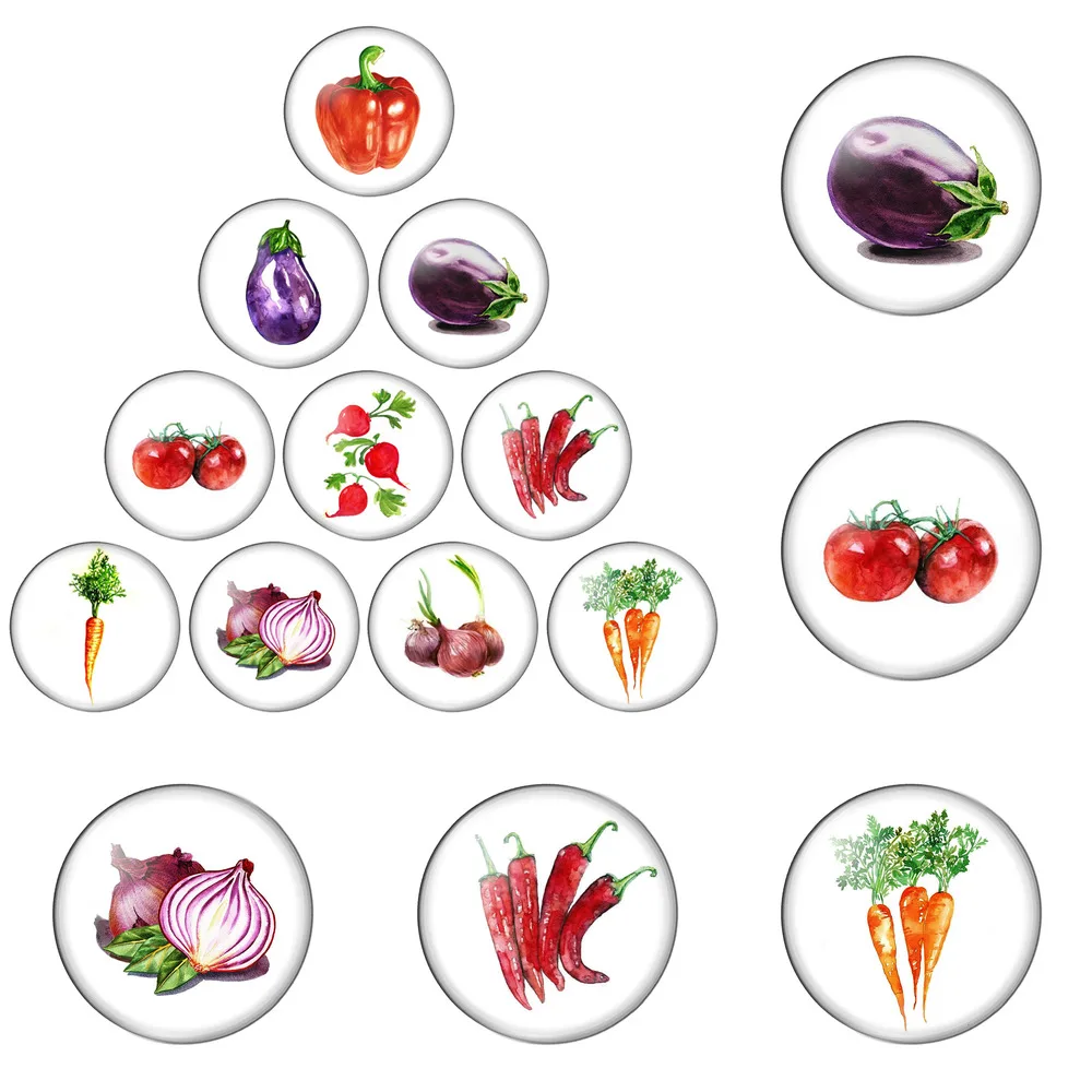 

12 шт./лот свежие овощи баклажаны томаты моркови перца 8 мм-30 мм круглый фото стеклянный кабошон демонстрационная фурнитура с плоской задней ...