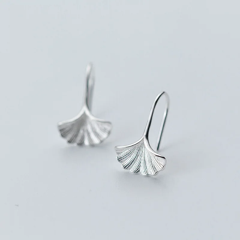 

Korean Fashion 925 Sterling Silver Jewelry for Women Ginkgo Biloba Leaf Hanging Earrings Wedding Costume Jewelry Accessoires