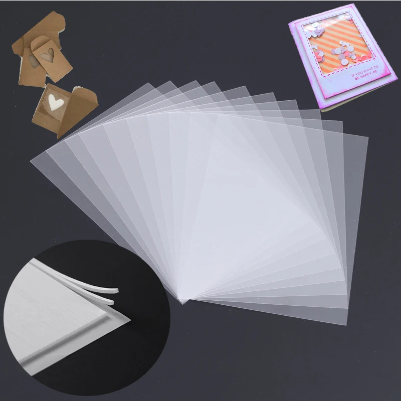 

50Pcs/lot Useful Transparent Clear Plastic Window Sheets 11X16Cm for Shaker Cards Making Match Double-Sided Adhesive Foam Strips