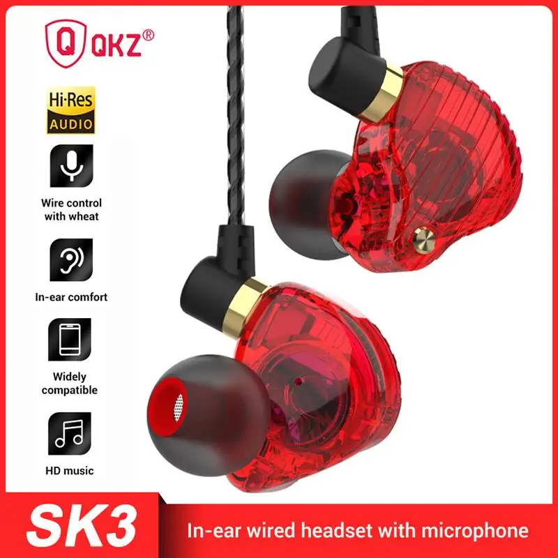 

QKZ in Ear Headphones Wired Earbuds with HD Microphone 11.6MM Moving Coil HiFi Sound Wired Control Earphones Gaming Headset