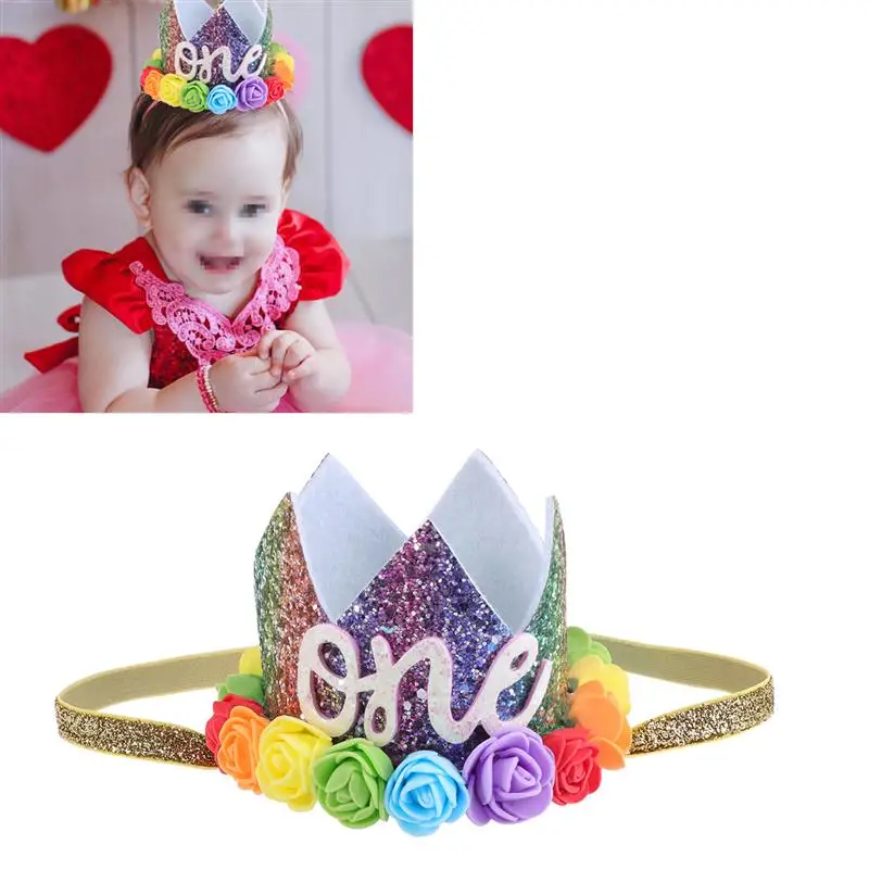 Шапочка для маленьких девочек на День рождения повязка голову цветная блестящая