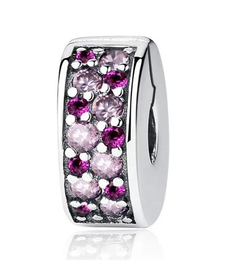 100% Стерлинговое Серебро бусы с фиксированным кулоном CZ Шарм подходит для