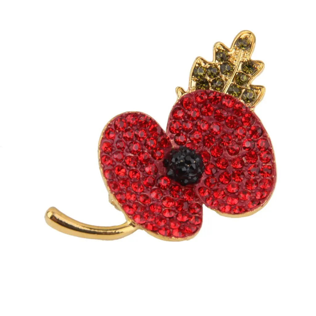 

Poppy Shape Brooch Flower Coat Pin Rhinestone Fashion Exquisite Rhinestone Chest Pin Jewelry Enamel Accessories Ornaments Gift
