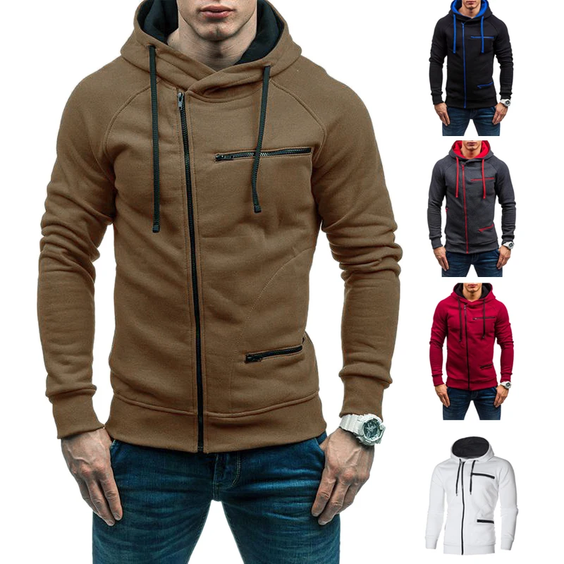 Мужская модная Толстовка в стиле хип-хоп с асимметричным карманом на молнии