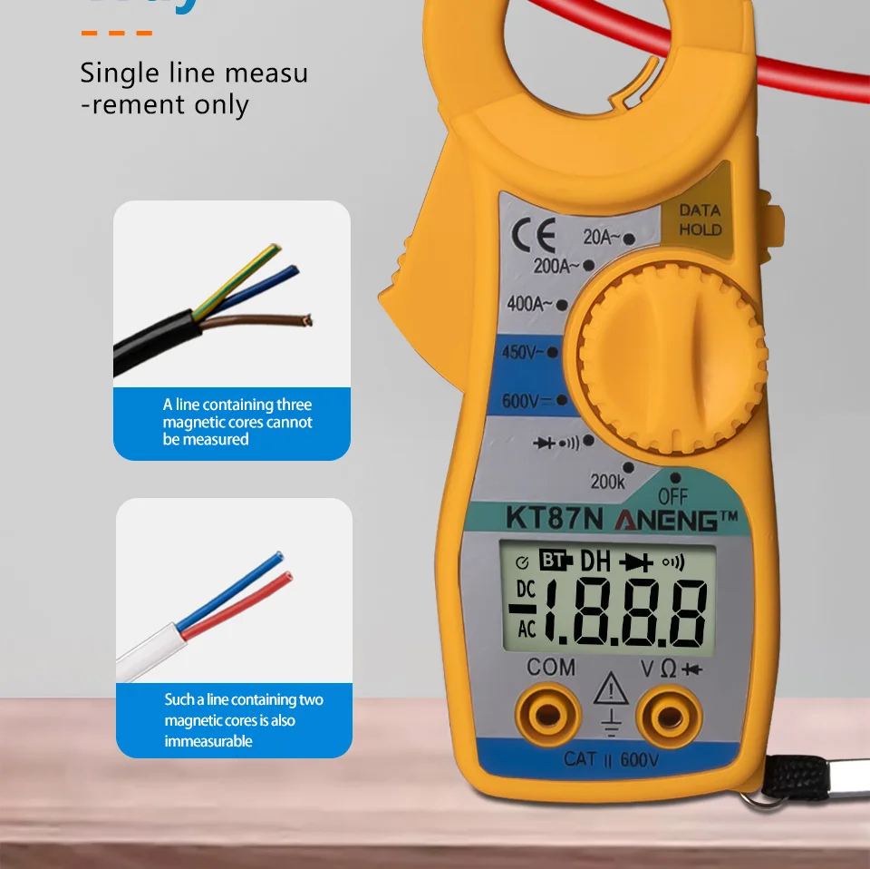 ANENG KT87N AC DC токовые клещи Электрический тестер 600 в true rms мультиметр зажим pinza amperimetrica megger Вольт тестер