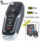 Улучшенный пульт дистанционного управления KEYECU CWTWB1U331, 315 МГц, 3 + 1 4 кнопки для Ford Explorer, Lincoln Town Car LS, Mercury Соболь