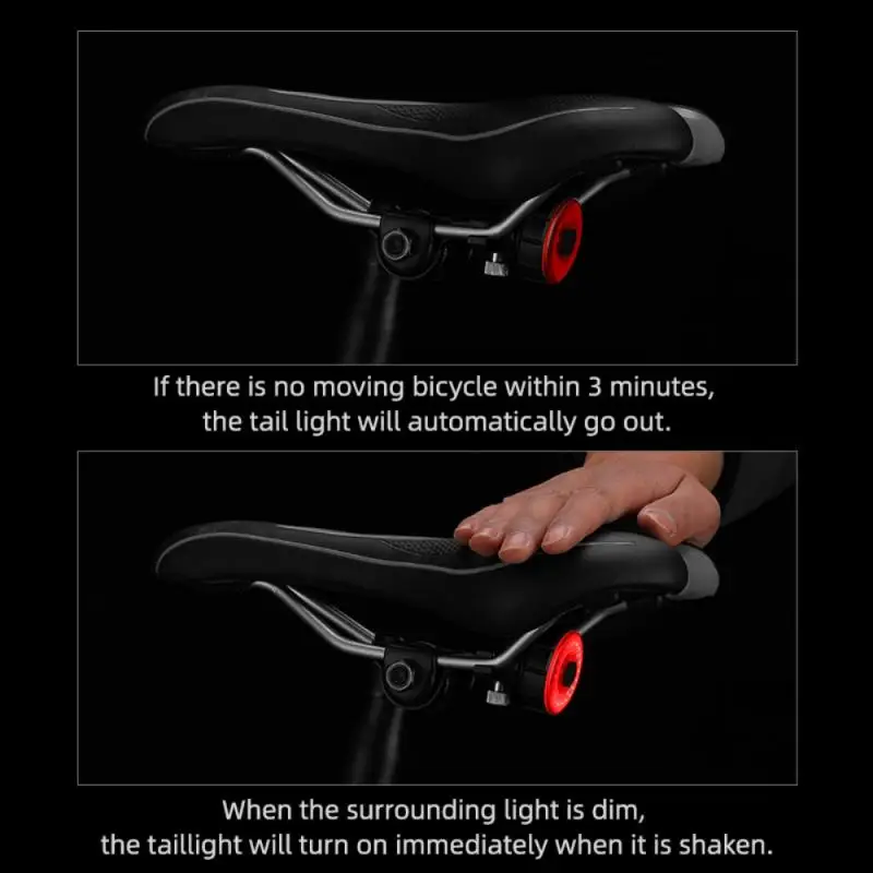 

USB Charge Smart Bicycle Light Intelligent Brake Induction 7 Flash Mode Bike Light Taillight Waterproof Safety Warning Light