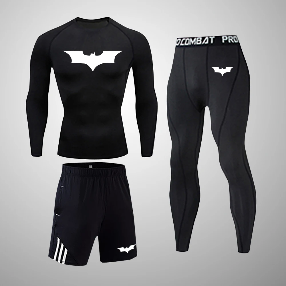 

Workout Clothes Men's Compression Long-Sleeved T-Shirt Running Sportswear New Jogging Training Basketball Football Suit 3 Sets