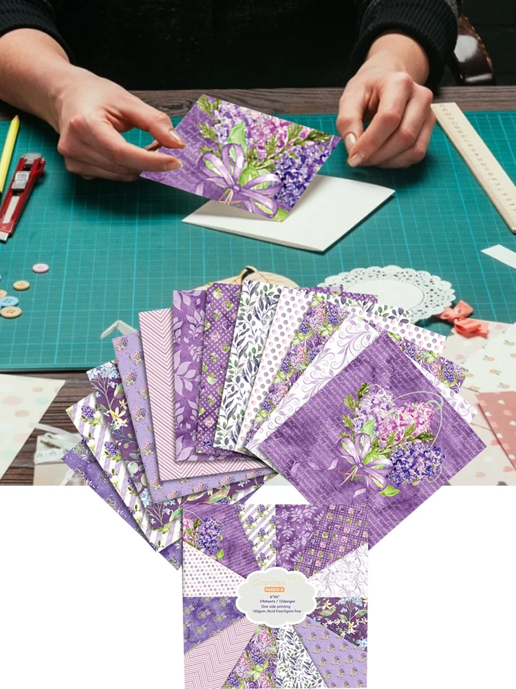 

24Sheets Flower Printed Scrapbooking Paper Crafts Art Background Paper DIY Scrapbook Card Making Handmade Materials 15.2x15.2cm