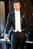 jeltonewin italian men tailcoat black wedding suits for men groomsmen suits 3 pieces groom wedding tuxedo peaked lapel men suits
