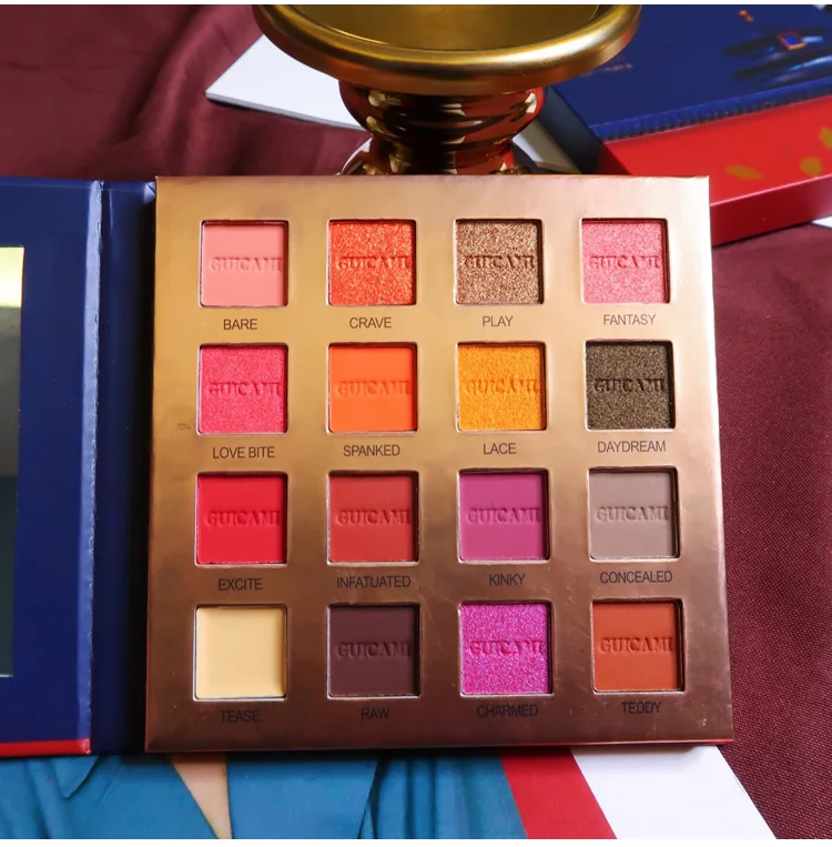Палитра блестящих теней для век 16 цветов Мерцающая матовая фотопалитра кремовые