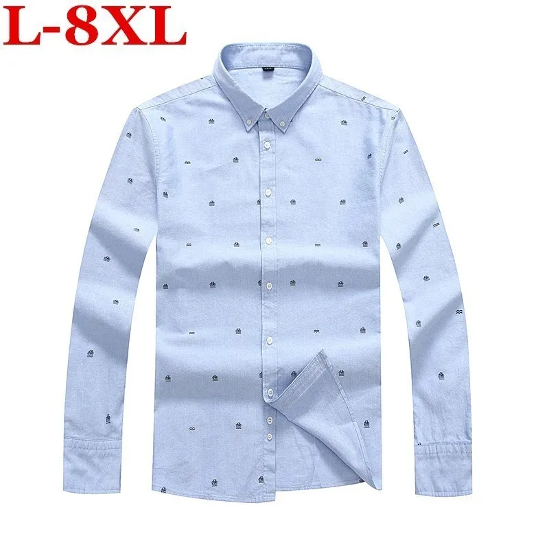 Размера плюс 8XL 7XL мужская деловая рубашка с цветочным узором из хлопчатобумажной