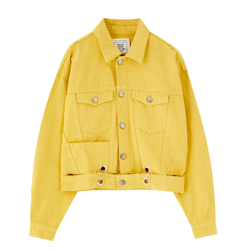 Lent длинные Mouw женские джинсовые Jassen повседневные короткие джинсы Jas Herfst Basic