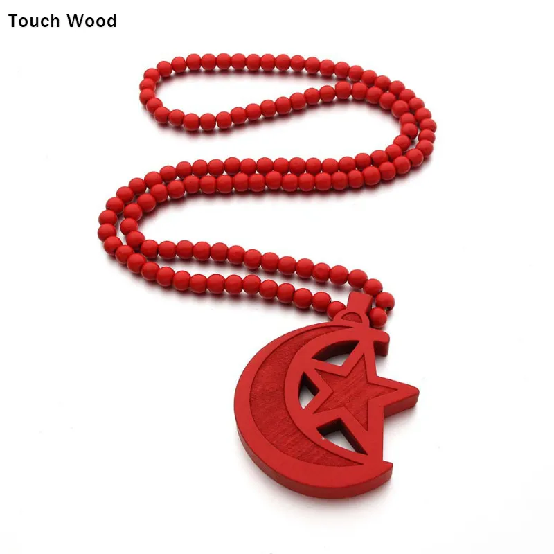 

Wood laser engraving star moon pendant necklace Hip-hop jewelry
