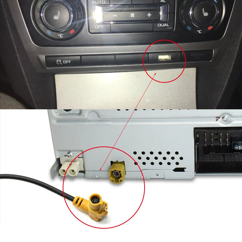 Car Usb Cable For RCD510 RNS315 Radio Extend USB 4 Pin Female Male Interface Adapter for Skoda Octavia Slot Panel | Автомобили и