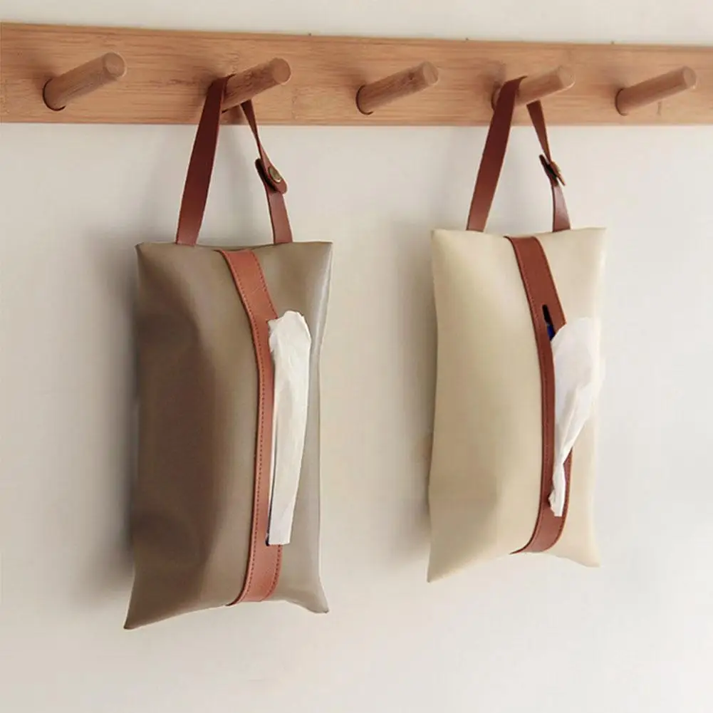 

Simple Mult-color Matching Hangable Tissue Case Box Towel Decoration Papers Holder Case Car Napkin Leather Dispenser Table N5G6