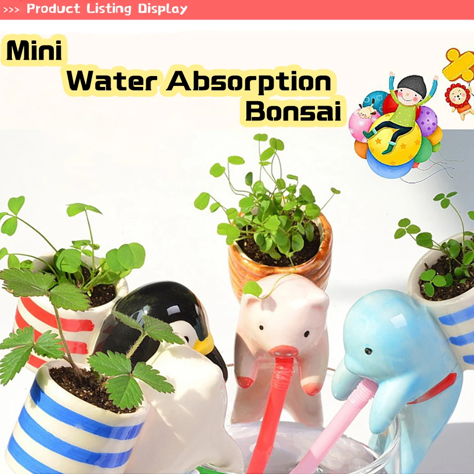 Креативный самополив цветочный горшок водопоглощение бонсай милые животные