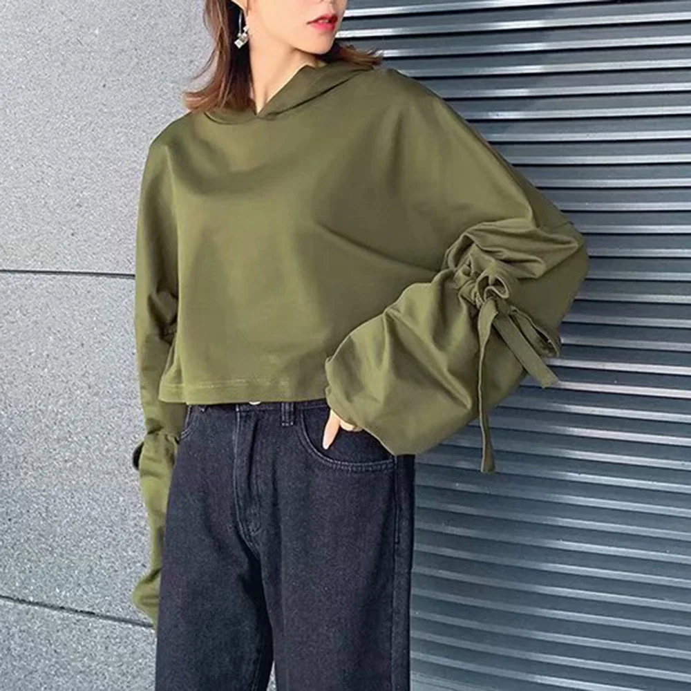 

2021 Real Shot Korean Hooded Sweater Women's Hoodies Autumn New Solid Color Retro Old Street Style Loose T-shirt Fashion Girls