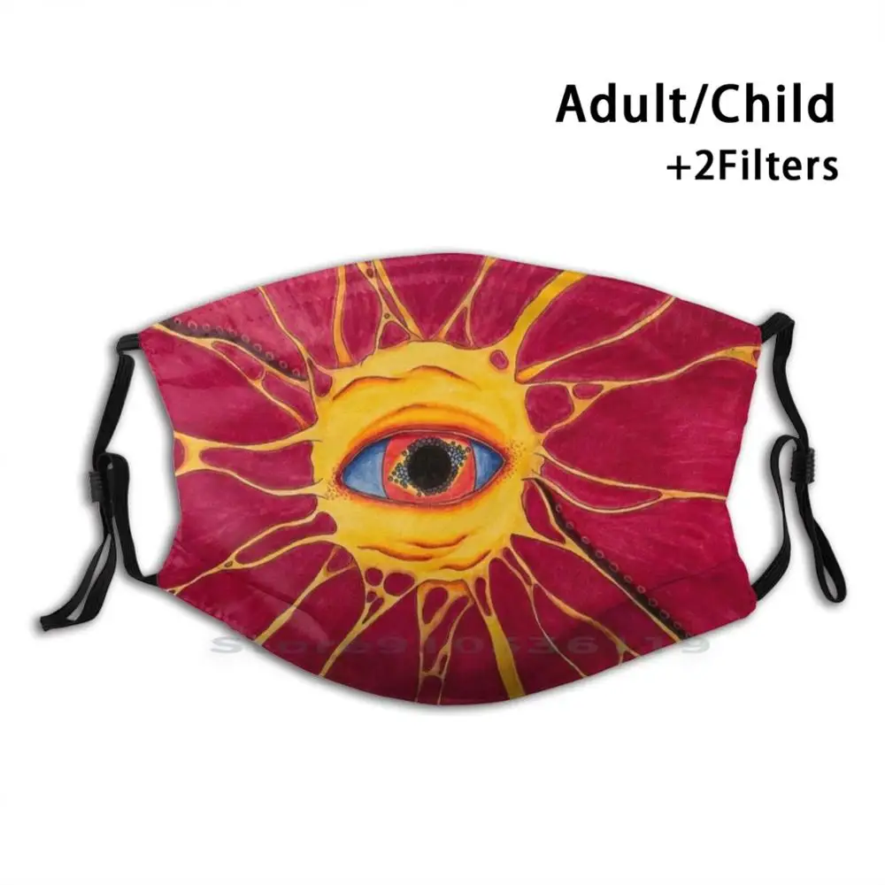 

Многоразовая маска с дисфункциональным принтом третьего глаза, фильтр Pm2.5, маска для лица, Детская странная маска для третьего глаза