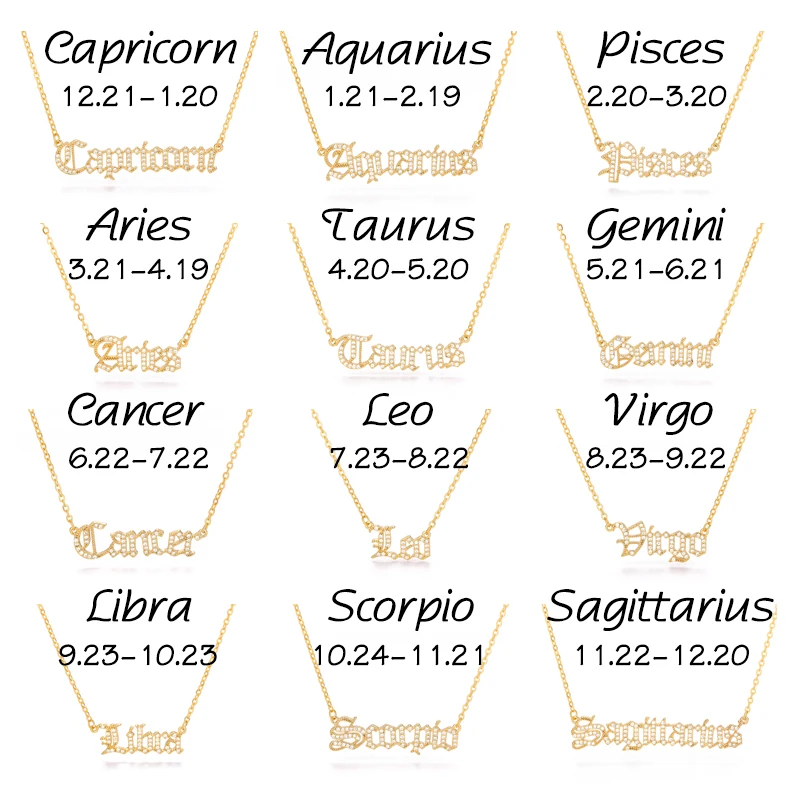 

Virgo Leo Aries Libra Scorpio Taurus Capricorn Gemini Pisces Aquarius Sagittarius Cancer Zodiac Necklace For Women Jewelry Gifts