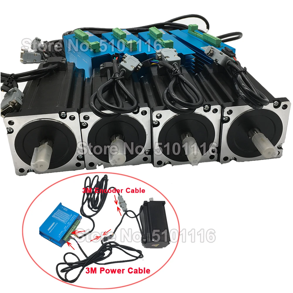 4 Sets12Nm 1700Oz in Nema34 86 мм AC DC DSP шаговый двигатель с замкнутой обратной связью драйвер