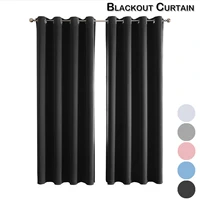 blackout curtains with tiebacks thermal insulated darkening solid window drapes grommet curtain panels for bedroom decoration