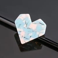 1PC Heart Zinc Based Alloy  Acrylic Hair Clips For Women Jewelry kawaii Accessories Findings Lake Blue 4cm x 37cm