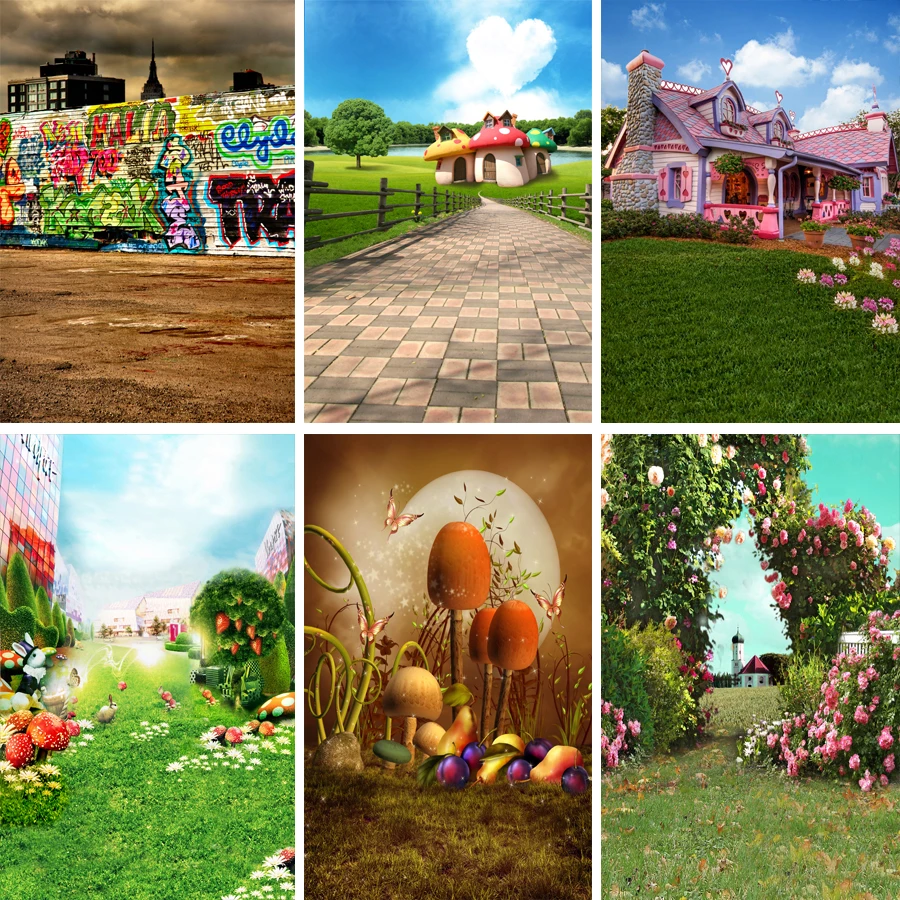 Реквизит Nitree для фотостудии наружный Виниловый фон с изображением забора замка