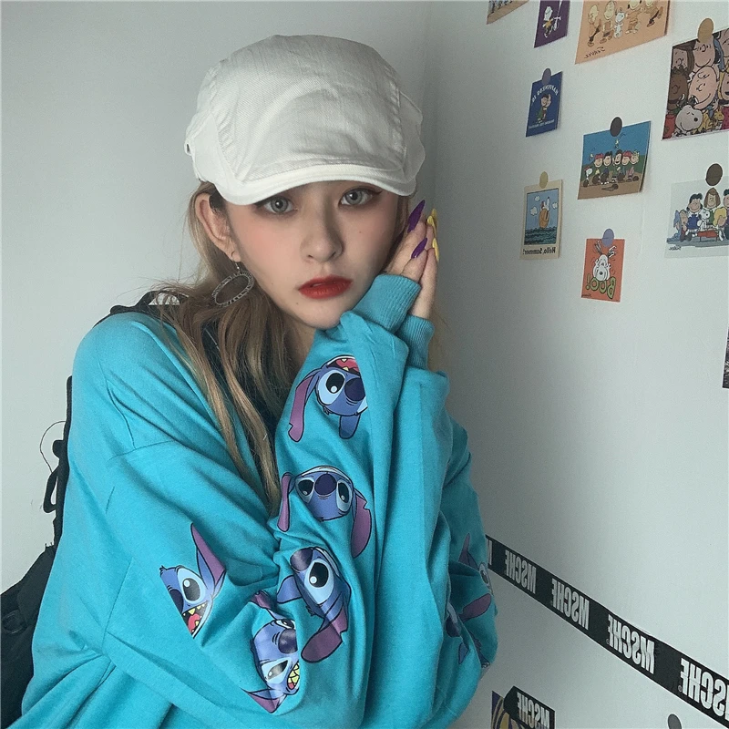 

3 Color New Autumn Gothic Women's Tops Cartoon Anime Print Pullover Female Harajuku Kawaii Sweatshirt Mujer