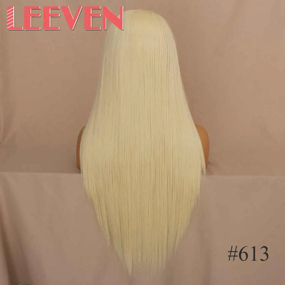 Leeven, 14 дюймов, короткий Боб, кружевные передние парики, розовый, 613 блонд, черные парики, синтетические, шелковистые, прямые волосы, парик для женщин - Цвет: #613