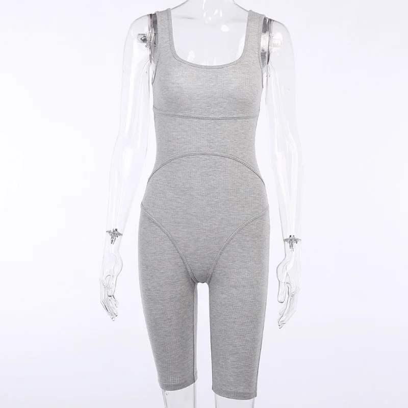 Женский трикотажный Облегающий комбинезон GACVGA в рубчик женский летний