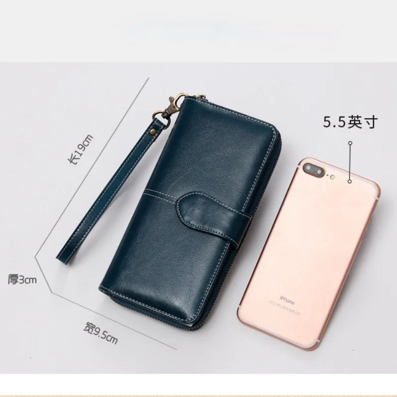 

Genuine Leather Women Long Wallet Large Capacity Coin Pocket Purse Women Money Bag Cards Holders Luxury Designer Wallets
