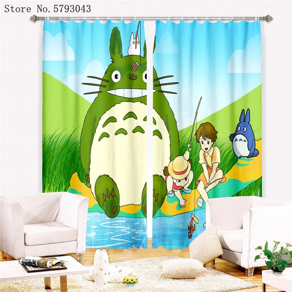 

Totoro Мультяшные оконные шторы с 3D принтом анимации Оконные Занавески для комнаты домашние удобные цветные оконные шторы для спальни