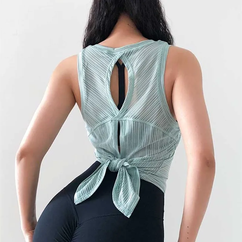 Женский сетчатый топ для йоги майка бега Спортивная футболка без рукавов