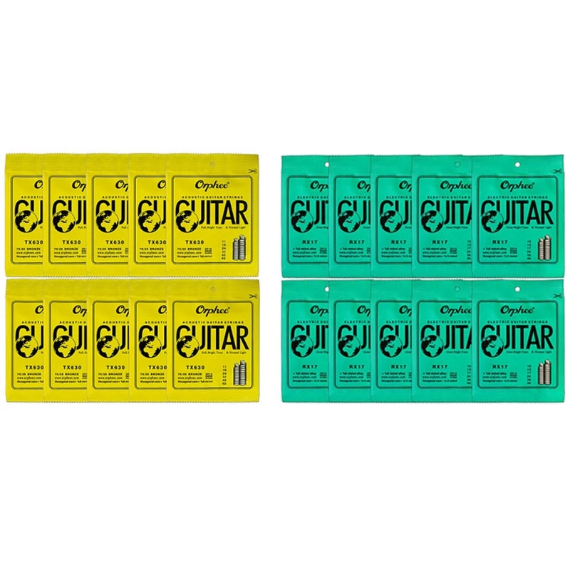 

Orphee 10 Set 6Pcs/Set Guitar String RX17 Nickel Alloy String Electric Guitar Strings & 10 Set 6Pcs/Set TX630