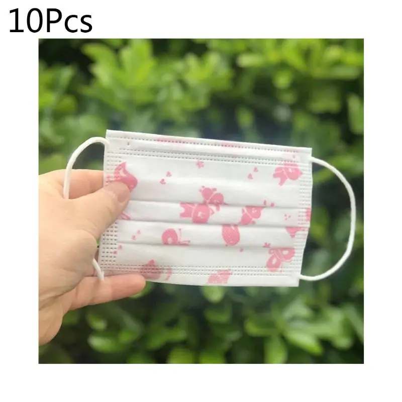 

10pcs Kids Children Face Masks Disposable Mouth Mask Nonwoven Meltblown Cloth 3 Layers Protective Breathable