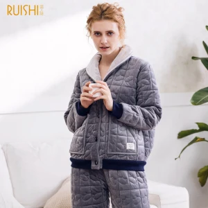 Couple Night Suits Men And Women Thick Velvet Pajamas Sets Winter Sleepwear Home Wear Warm Pajamas Couple Matching Pajamas - Цвет: 72801 GREY